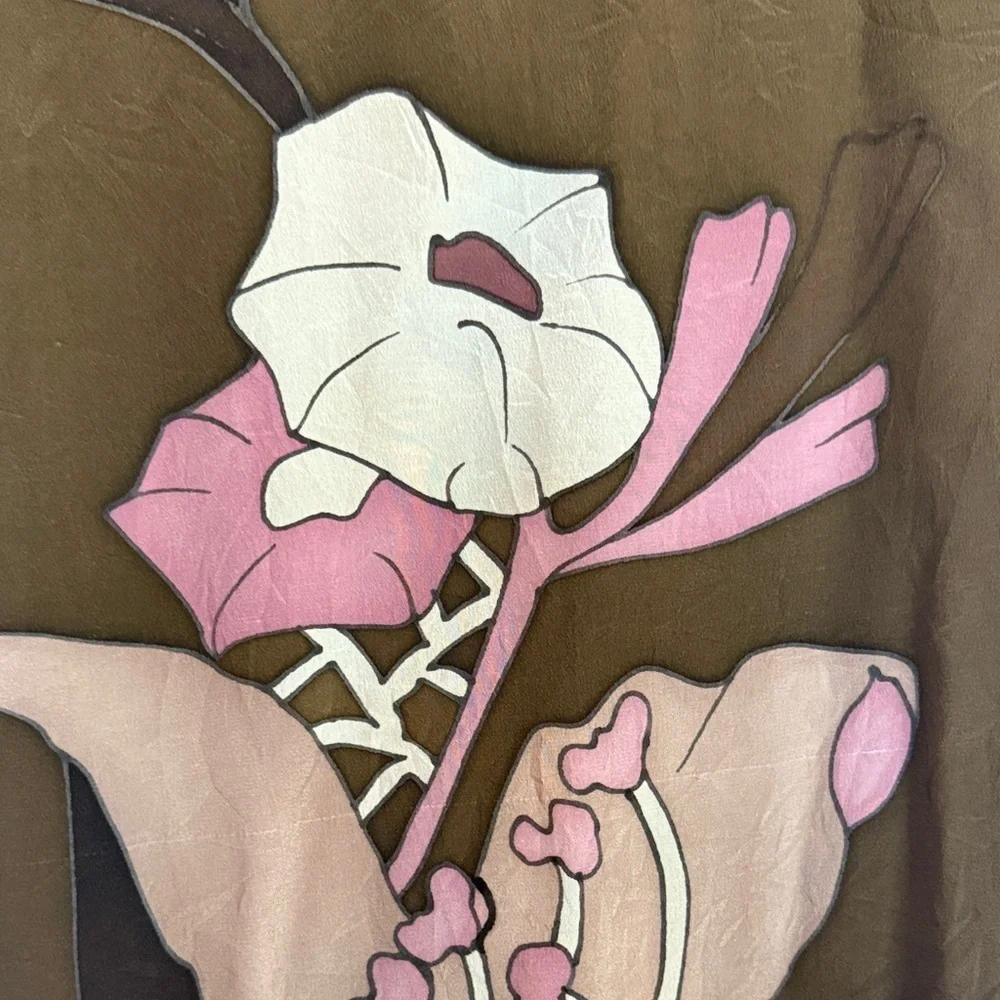 Durer Paris Floral Brown and Pink Scarf